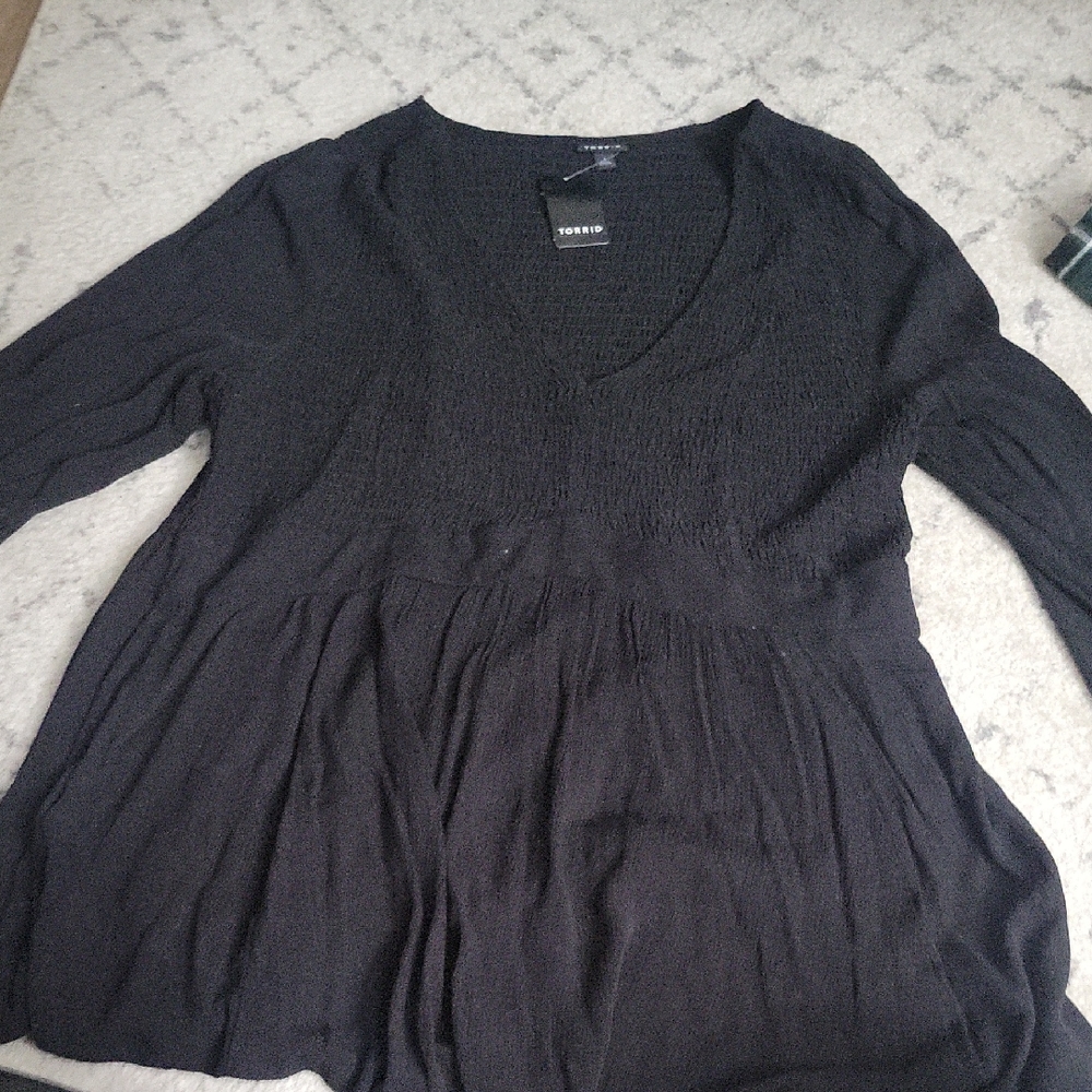Torrid Black V-Neck Blouse